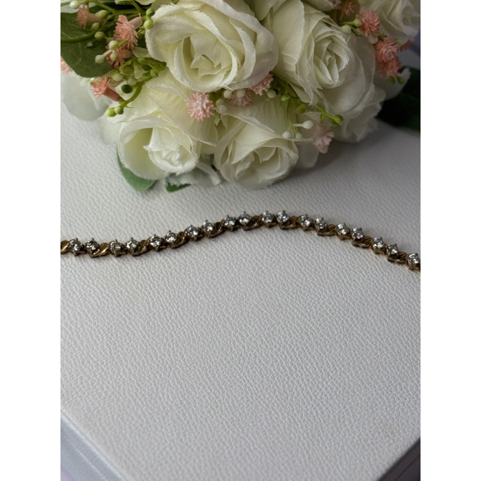 925 Sterling Silver Gold Plated CZ Bracelet Length 7.5 Inch