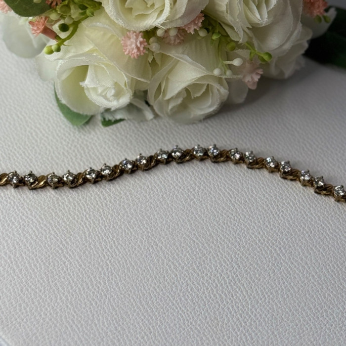 925 Sterling Silver Gold Plated CZ Bracelet Length 7.5 Inch