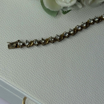 925 Sterling Silver Gold Plated CZ Bracelet Length 7.5 Inch