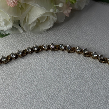 925 Sterling Silver Gold Plated CZ Bracelet Length 7.5 Inch