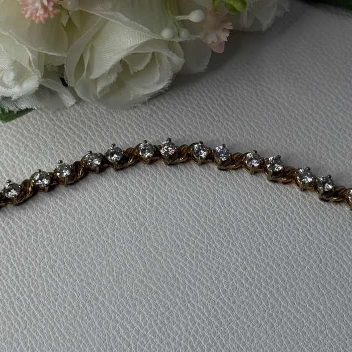 925 Sterling Silver Gold Plated CZ Bracelet Length 7.5 Inch