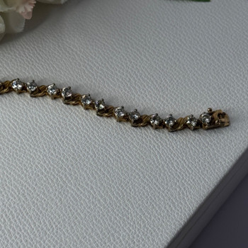 925 Sterling Silver Gold Plated CZ Bracelet Length 7.5 Inch