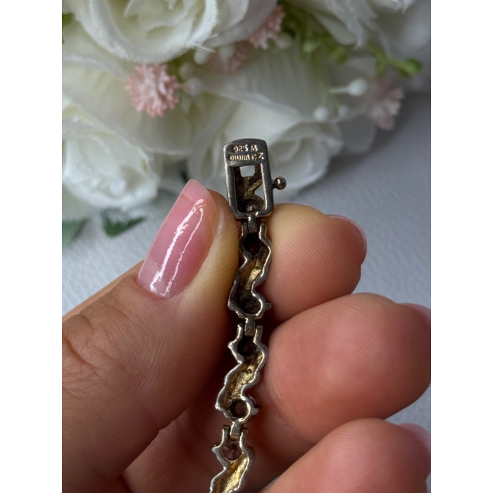 925 Sterling Silver Gold Plated CZ Bracelet Length 7.5 Inch