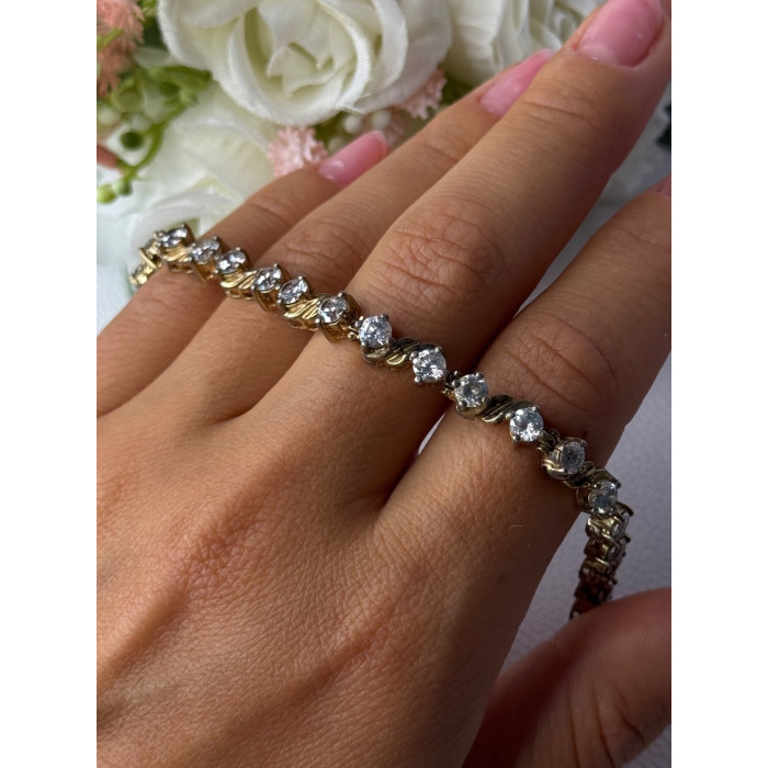 925 Sterling Silver Gold Plated CZ Bracelet Length 7.5 Inch
