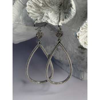 925 Sterling Silver Teardrop Cz Earrings