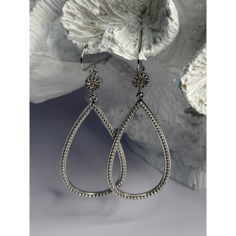 925 Sterling Silver Teardrop Cz Earrings