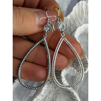 925 Sterling Silver Teardrop Cz Earrings