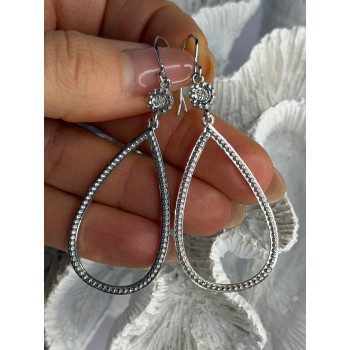 925 Sterling Silver Teardrop Cz Earrings