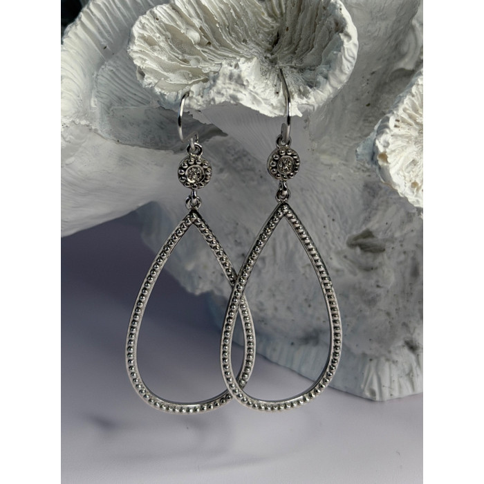 925 Sterling Silver Teardrop Cz Earrings