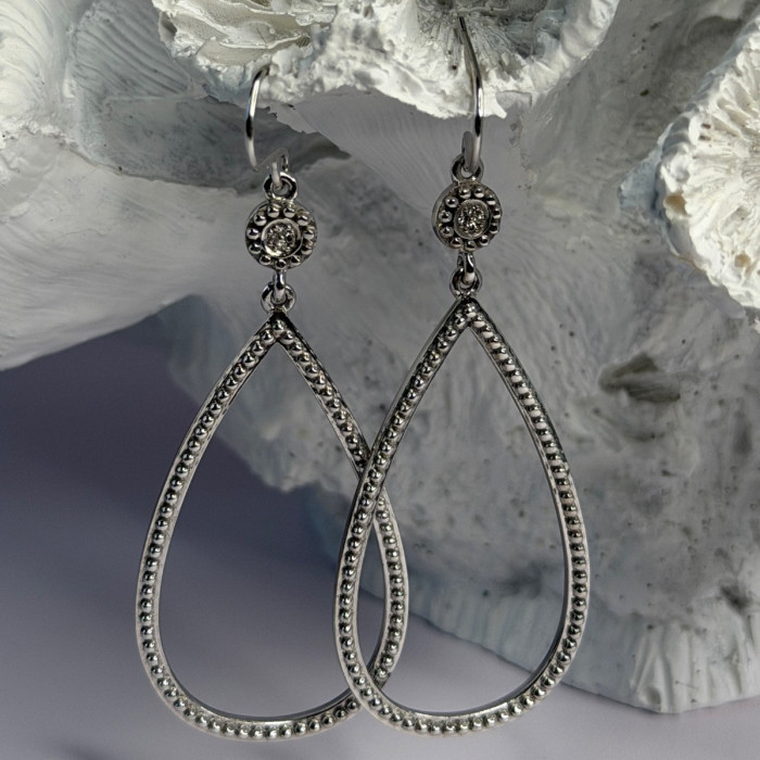925 Sterling Silver Teardrop CZ Earrings