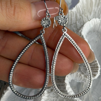 925 Sterling Silver Teardrop CZ Earrings