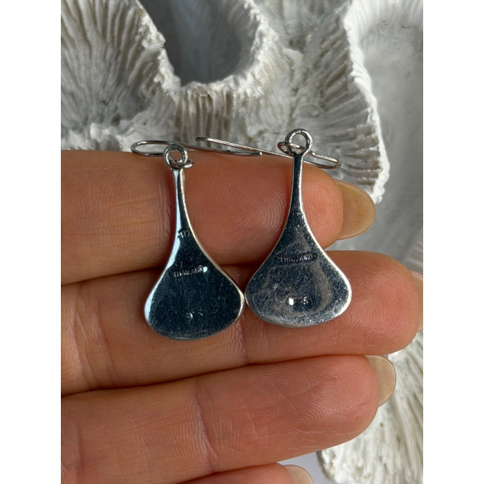 925 Sterling Silver Turquoise Earrings Length 1.40 Inch