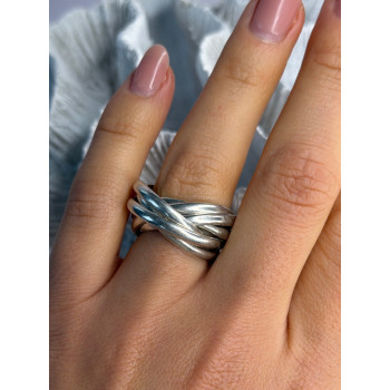 925 Sterling Silver Seven-Band Puzzle Ring Size 8.5