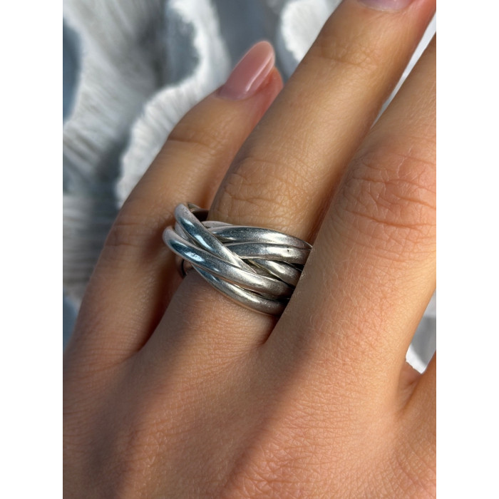 925 Sterling Silver Seven-Band Puzzle Ring Size 8.5
