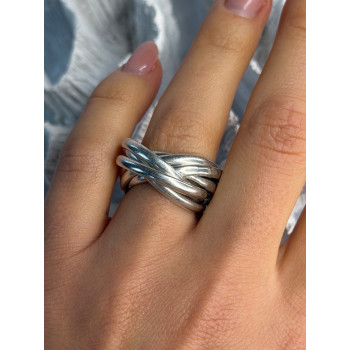 925 Sterling Silver Seven-Band Puzzle Ring Size 8.5