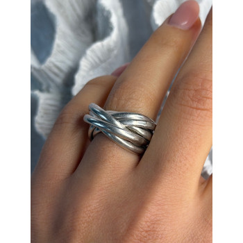 925 Sterling Silver Seven-Band Puzzle Ring Size 8.5