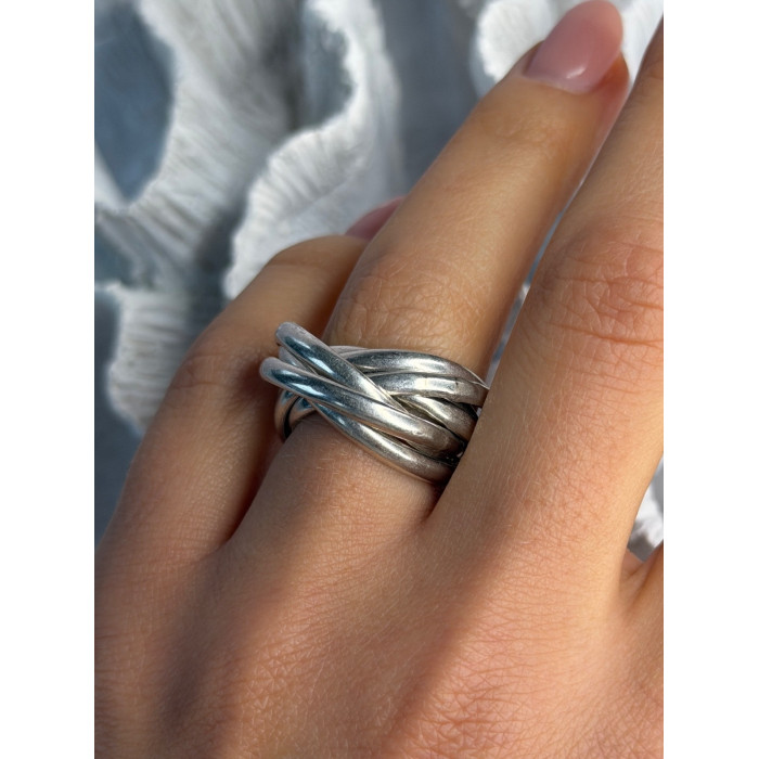 925 Sterling Silver Seven-Band Puzzle Ring Size 8.5