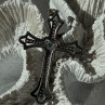 925 Sterling Silver Sapphire Beryl Topaz Heart Pendant Cross