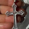 925 Sterling Silver Sapphire Beryl Topaz Heart Pendant Cross
