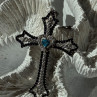 925 Sterling Silver Sapphire Beryl Topaz Heart Pendant Cross