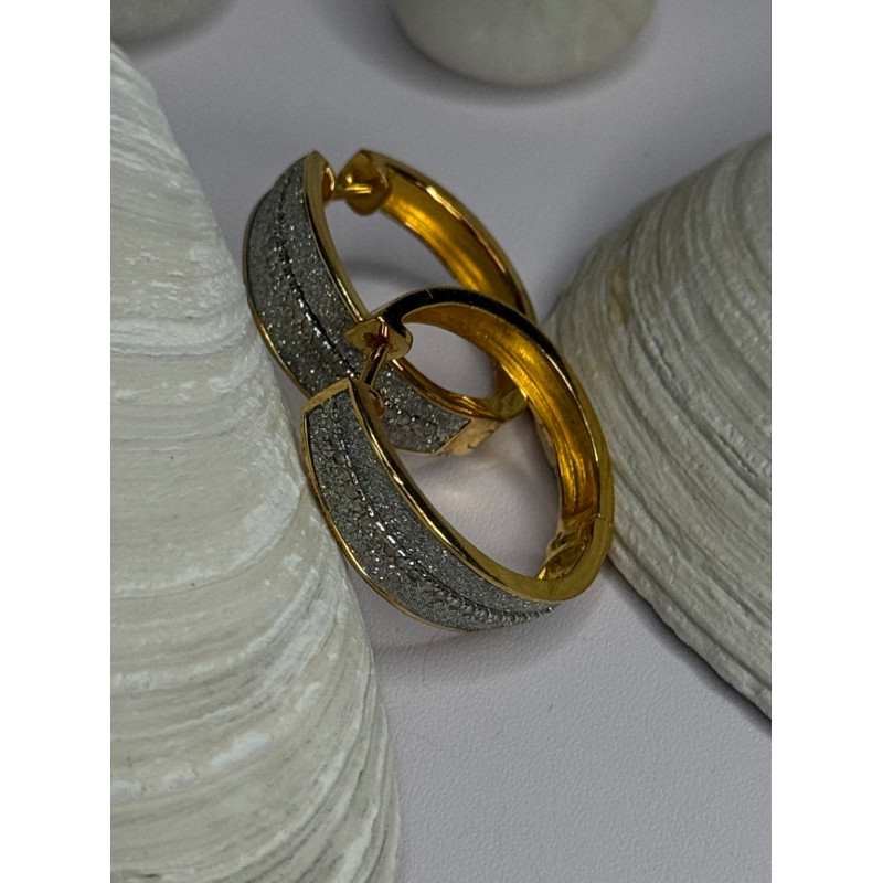 925 Sterling Silver Gold Plated CZ Earrings Length 0.8 Inch