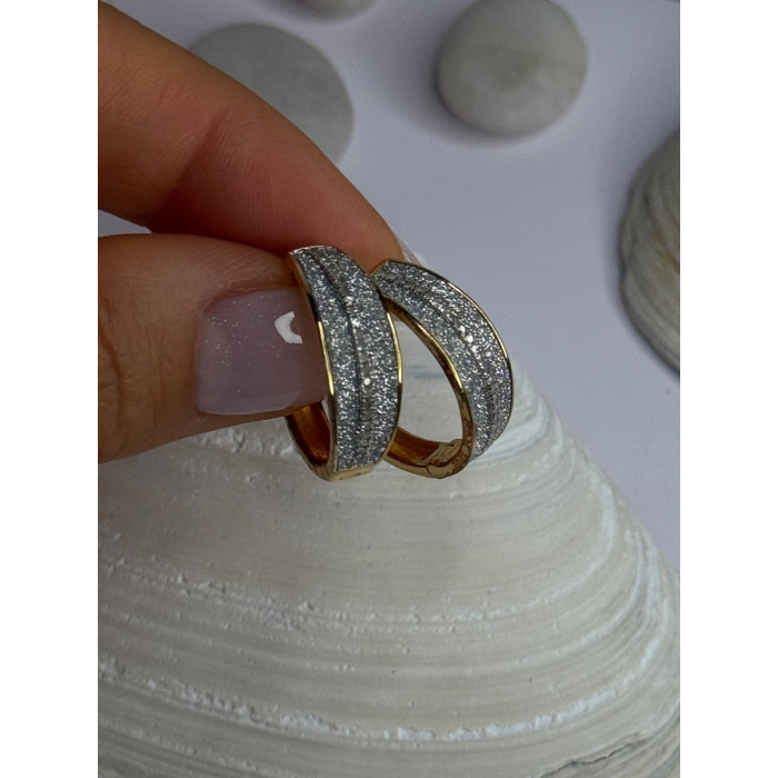 925 Sterling Silver Gold Plated CZ Earrings Length 0.8 Inch