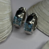 925 Sterling Silver Blue Topaz Earrings Length 0.8 Inch