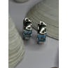 925 Sterling Silver Blue Topaz Earrings Length 0.8 Inch