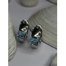 925 Sterling Silver Blue Topaz Earrings Length 0.8 Inch