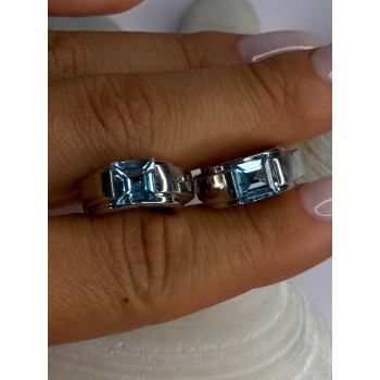 925 Sterling Silver Blue Topaz Earrings Length 0.8 Inch