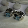 925 Sterling Silver Blue Topaz Earrings Length 0.8 Inch