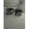 925 Sterling Silver Blue Topaz Earrings Length 0.8 Inch