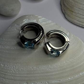 925 Sterling Silver Blue Topaz Earrings Length 0.8 Inch