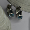 925 Sterling Silver Blue Topaz Earrings Length 0.8 Inch