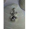 925 Sterling Silver Teddy Bear Cz Pendant Length 1.25 inch