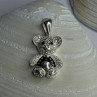 925 Sterling Silver Teddy Bear Cz Pendant Length 1.25 Inch