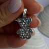 925 Sterling Silver Teddy Bear Cz Pendant Length 1.25 Inch
