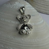 925 Sterling Silver Teddy Bear Cz Pendant Length 1.25 Inch