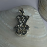 925 Sterling Silver Teddy Bear Cz Pendant Length 1.25 Inch
