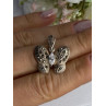 925 Sterling Silver Butterfly Beryl & Marcasite Pendant Length 0.90 Inch