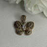 925 Sterling Silver Butterfly Beryl & Marcasite Pendant Length 0.90 Inch