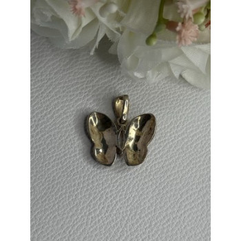 925 Sterling Silver Butterfly Beryl & Marcasite Pendant Length 0.90 Inch