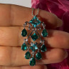 925 Sterling Silver Aquamarine & Emerald Necklace Length 17 Inch