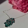 925 Sterling Silver Aquamarine & Emerald Necklace Length 17 Inch