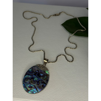 Vintage 925 Sterling Silver Abalone Necklace Length 20 inch