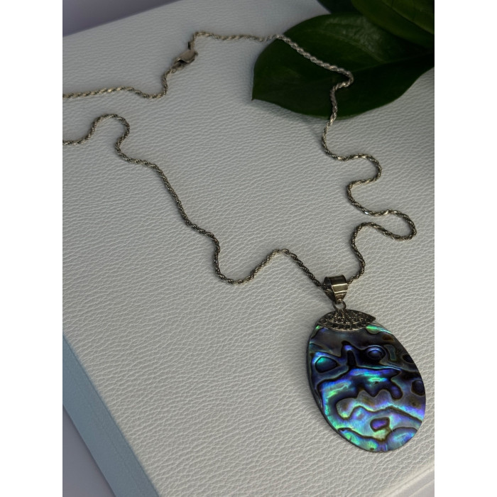 Vintage 925 Sterling Silver Abalone Necklace Length 20 inch