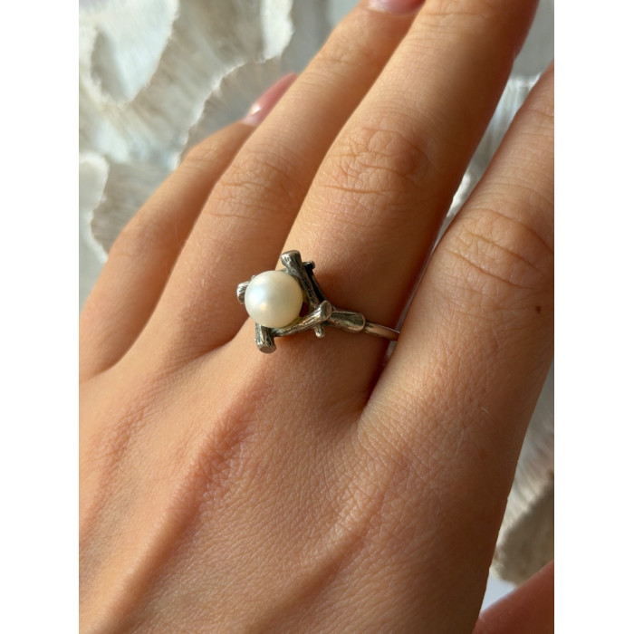 925 Sterling Silver Pearl Ring Size 9