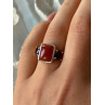 925 Sterling Silver Carnelian & Garnet Ring Size 7