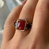 925 Sterling Silver Carnelian & Garnet Ring Size 7