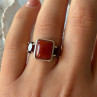 925 Sterling Silver Carnelian & Garnet Ring Size 7
